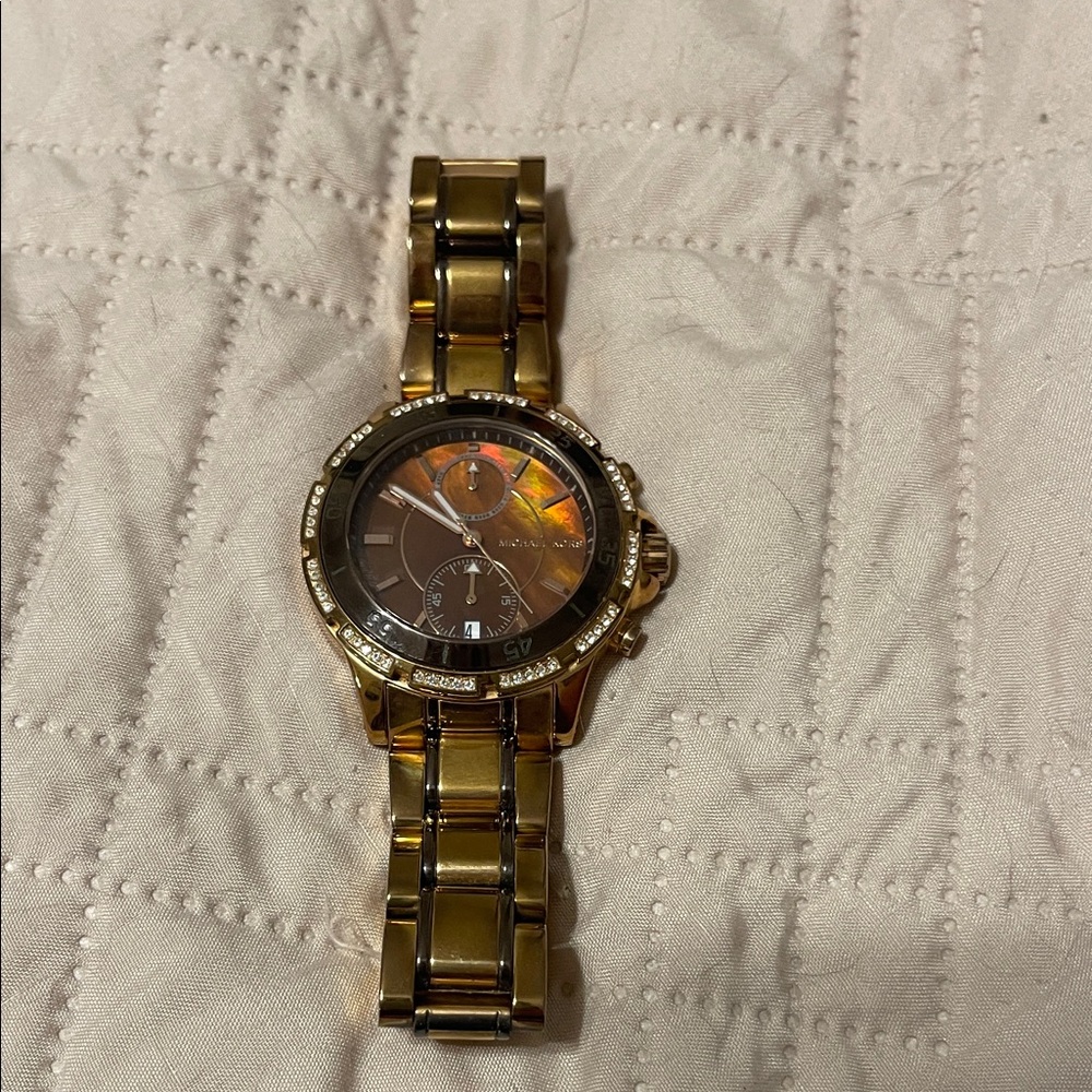 Gold Watch with Crystal Accents